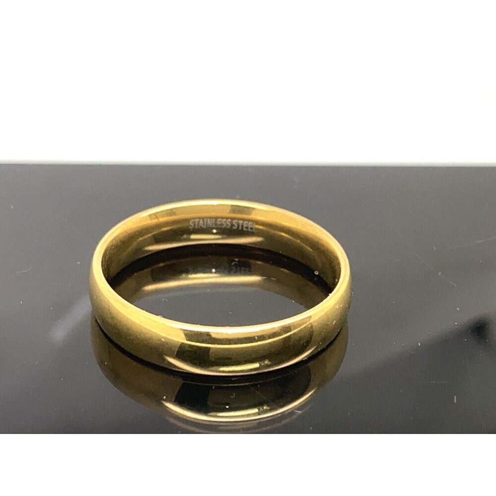 Men's Wedding Band Gold Tone Stainless Steel 5mm Ring Size 11.75